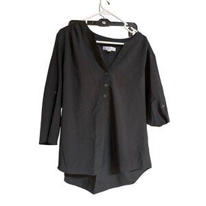 Lilac Bloom Womens XL Black Long Sleeve Button-Up Tunic Top